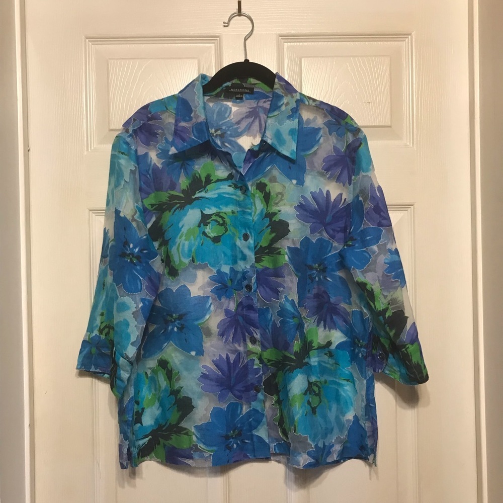 NOTATIONS Sheer Top Sz. L